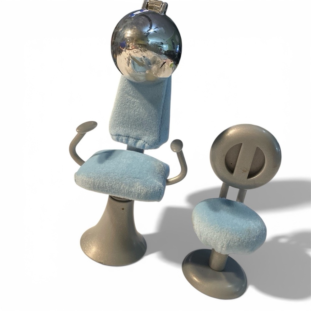Kids Hair Salon Toy Chairs - Light Blue and Silver Play Set